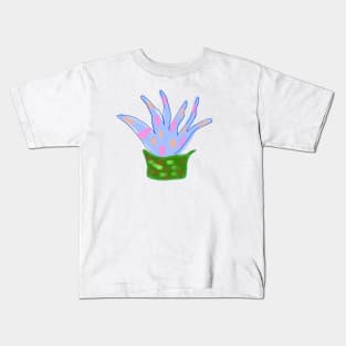 Blue pink letus cactus Watercolor art Kids T-Shirt